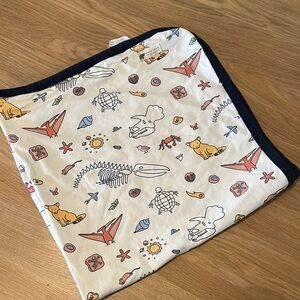 Dinosaur Adventure Print Blanket - White and Navy